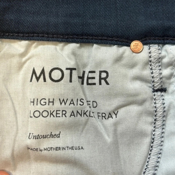 MOTHER High Waist Looker Ankle Fray Stretch Dark Wash Slim Jeans Untouched - Picture 10 of 13